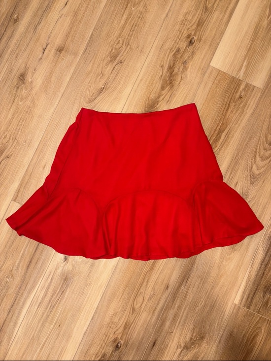 Mi Amore Dresses & Skirts - Mi Amore Red Mini Skirt with Flounce Hem
